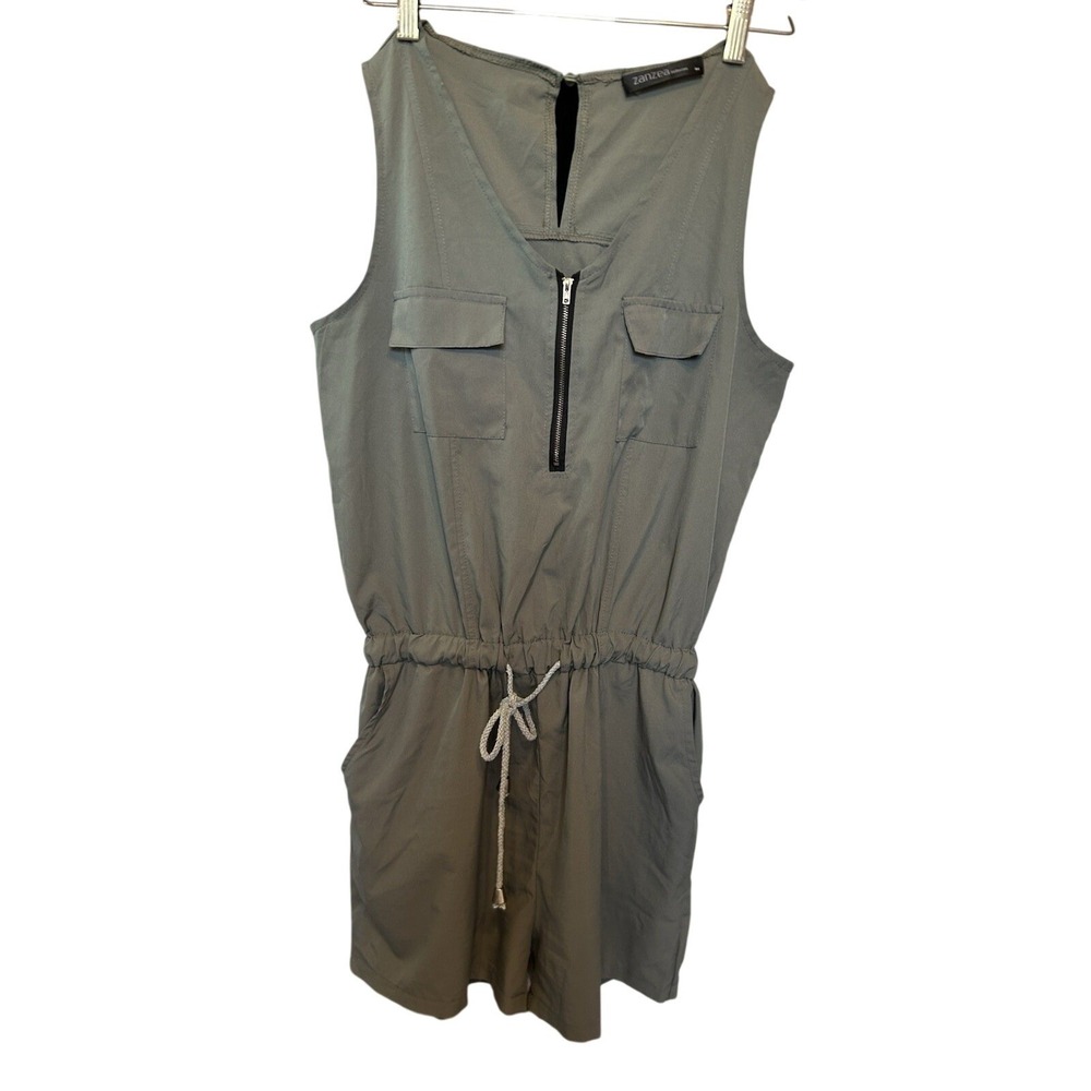 Zanzea Olive Green 1/4 Zip Romper Size Medium